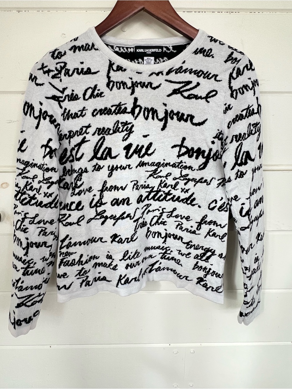 Karl Lagerfeld Paris Long Sleeve Crew Neck Sweater. Sz. XS